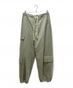 DRAWERドゥロワー）の古着「ヘリンボーンカーゴパンツ」｜オリーブ
