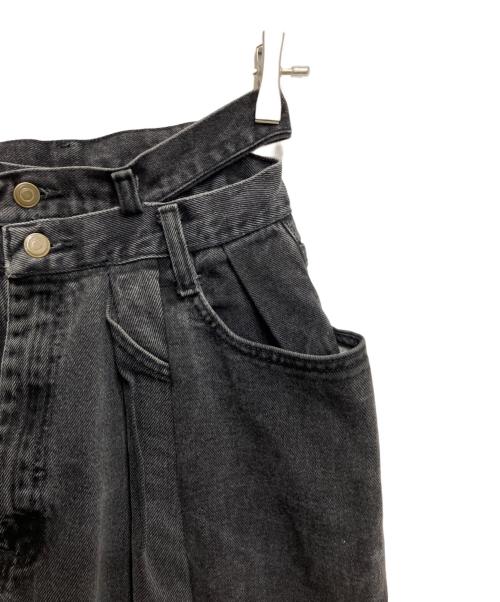 77circa（ナナナナサーカ）77circa Curensology (カレンソロジー) circa make double west belt buggy denim pants(サーカメイクダブルウエストベルトバギーデニムパンツ) ブラック サイズ:不明の古着・服飾アイテム