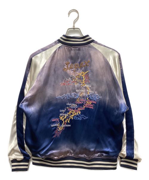 Schott（ショット）Schott (ショット) RAYON SUKA ASING JACKET ブルー×ホワイト サイズ:Mの古着・服飾アイテム