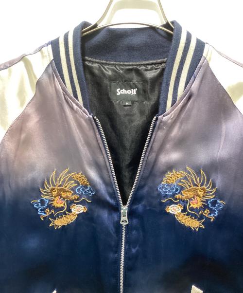 Schott（ショット）Schott (ショット) RAYON SUKA ASING JACKET ブルー×ホワイト サイズ:Mの古着・服飾アイテム