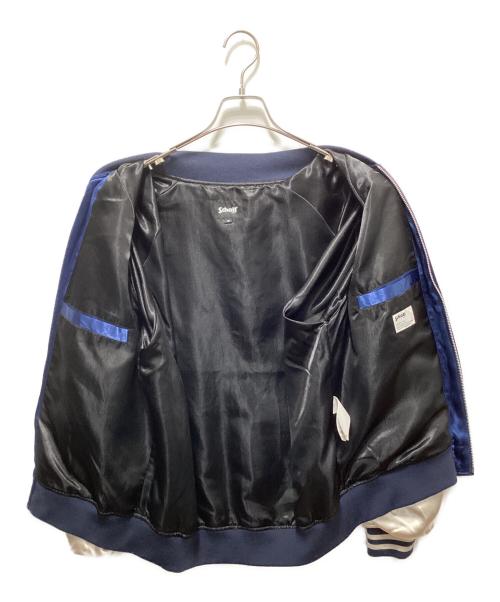 Schott（ショット）Schott (ショット) RAYON SUKA ASING JACKET ブルー×ホワイト サイズ:Mの古着・服飾アイテム