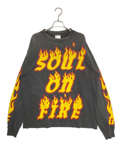 SAINT MICHAEL（セントマイケル）SAINT MICHAEL (セントマイケル) LS TEE / SOUL ON FIRE ブラック×レッド サイズ:Lの古着・服飾アイテム