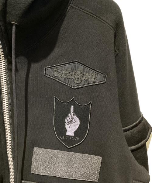 sacai（サカイ）sacai (サカイ) SPIEWAK (スピワック) 24AW Multi Patch Cotton Jersey Hoodie ブラック サイズ:1の古着・服飾アイテム