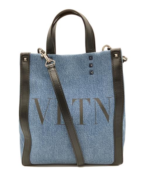 VALENTINO GARAVANI（ヴァレンティノ・ガラヴァーニ）VALENTINO GARAVANI (ヴァレンティノ・ガラヴァーニ) 2WAYスタッズショルダーバッグ インディゴの古着・服飾アイテム