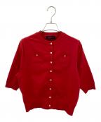 CABANキャバン）の古着「ファインポリエステル ハーフスリーブポケットカーディガン」｜レッド