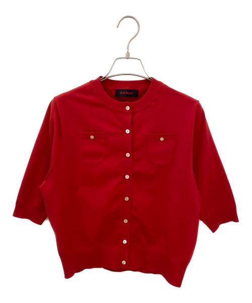CABAN（キャバン）CABAN (キャバン) ファインポリエステル ハーフスリーブポケットカーディガン レッド サイズ:Sの古着・服飾アイテム