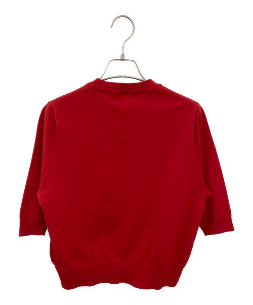 CABAN（キャバン）CABAN (キャバン) ファインポリエステル ハーフスリーブポケットカーディガン レッド サイズ:Sの古着・服飾アイテム