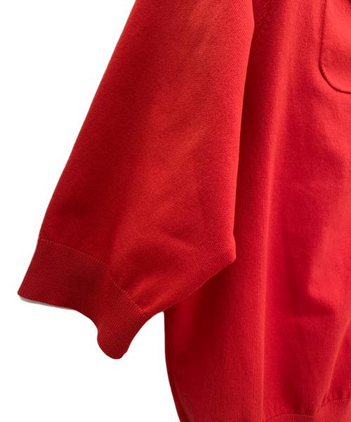 CABAN（キャバン）CABAN (キャバン) ファインポリエステル ハーフスリーブポケットカーディガン レッド サイズ:Sの古着・服飾アイテム