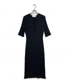 Mame Kurogouchi（マメクロゴウチ）の古着「Geometric Ribbed Knitted Dress」｜ブラック