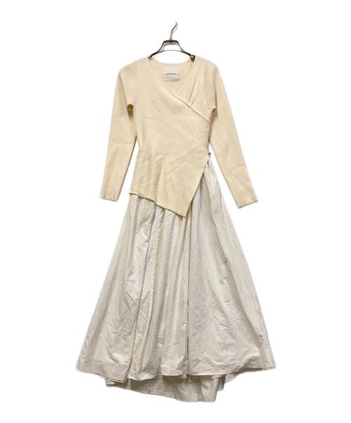 LAGUNA MOON（ラグナムーン）LAGUNA MOON (ラグナムーン) アシンメトリーニットドッキングワンピース アイボリー サイズ:Sの古着・服飾アイテム