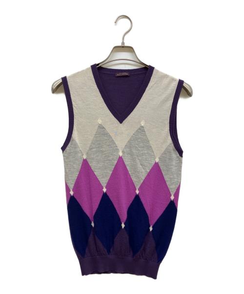 BALLANTYNE（バランタイン）BALLANTYNE (バランタイン) カシミヤニットベスト パープル サイズ:44の古着・服飾アイテム