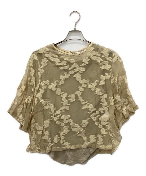 CLANE（クラネ）CLANE (クラネ) バルジ フラワー ジャガード ブラウス ベージュ サイズ:2の古着・服飾アイテム