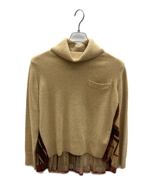 sacai（サカイ）sacai (サカイ) バックフレアタートルネックニット ベージュ サイズ:1の古着・服飾アイテム