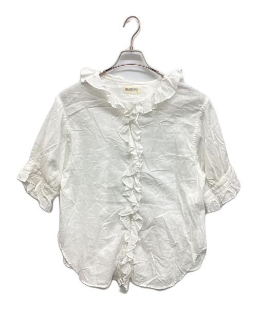 BEAMS BOY（ビームスボーイ）BEAMS BOY (ビームスボーイ) コットンリネン フリルギャザー ショートスリーブ ホワイト サイズ:Freeの古着・服飾アイテム