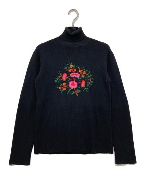tricot COMME des GARCONS（トリココムデギャルソン）tricot COMME des GARCONS (トリココムデギャルソン) フラワー刺繍タートルネックニット ブラック サイズ:Freeの古着・服飾アイテム