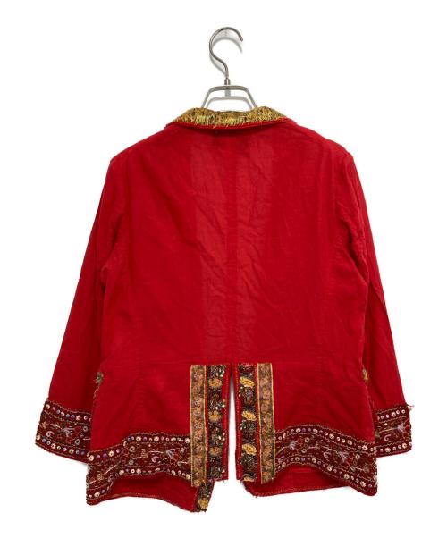 tricot COMME des GARCONS（トリココムデギャルソン）tricot COMME des GARCONS (トリココムデギャルソン) ビジュー装飾ジャケット レッド サイズ:Mの古着・服飾アイテム