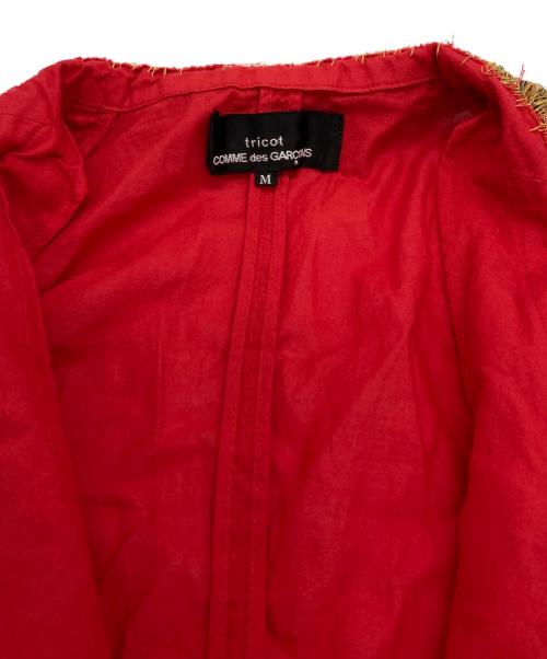 tricot COMME des GARCONS（トリココムデギャルソン）tricot COMME des GARCONS (トリココムデギャルソン) ビジュー装飾ジャケット レッド サイズ:Mの古着・服飾アイテム