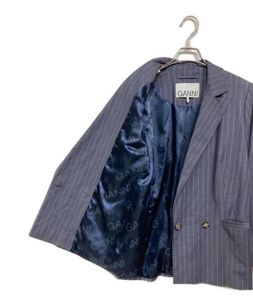 GANNI（ガニー）GANNI (ガニー) ストライプダブルジャケット ネイビー サイズ:34の古着・服飾アイテム