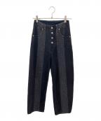 MM6 Maison Margielaエムエムシックスメゾンマルジェラ）の古着「ボタンフライ切替デニムパンツ」｜ブラック