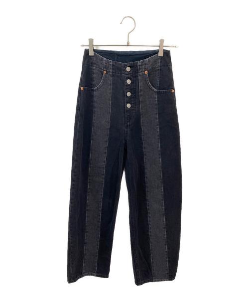MM6 Maison Margiela（エムエムシックスメゾンマルジェラ）MM6 Maison Margiela (エムエムシックスメゾンマルジェラ) ボタンフライ切替デニムパンツ ブラック サイズ:25の古着・服飾アイテム
