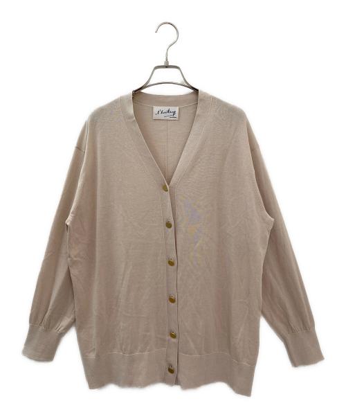 l'heritage martinique（レリタージュ マルティニーク）l'heritage martinique (レリタージュ マルティニーク) シルクコットンVネックカーディガン ベージュ サイズ:FREEの古着・服飾アイテム