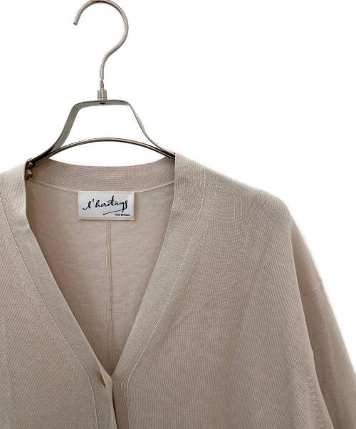 l'heritage martinique（レリタージュ マルティニーク）l'heritage martinique (レリタージュ マルティニーク) シルクコットンVネックカーディガン ベージュ サイズ:FREEの古着・服飾アイテム
