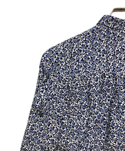 R&D.M.Co-OLDMAN'S TAILOR（オールドマンズテーラー）R&D.M.Co-OLDMAN'S TAILOR (オールドマンズテーラー) アイリッシュリネンフラワープリント ロングシャツワンピース ホワイト×ネイビー サイズ:Freeの古着・服飾アイテム