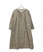 magaliマガリ）の古着「オーバーダイリネン・セーラー襟ワンピース」｜ベージュ/ストライプ