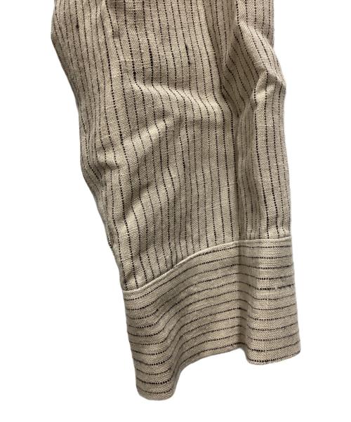 magali（マガリ）MAGALI (マガリ) オーバーダイリネン・セーラー襟ワンピース ベージュ/ストライプ サイズ:SIZE Freeの古着・服飾アイテム