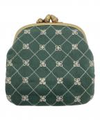 mina perhonenミナ ペルホネン）の古着「がま口ウォレット　flower beads　cuddle purse　カドルパース」｜グリーン