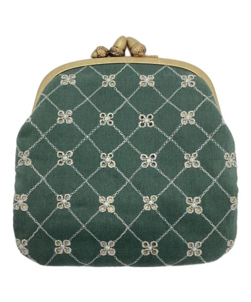 mina perhonen（ミナ ペルホネン）mina perhonen (ミナ ペルホネン) がま口ウォレット　flower beads　cuddle purse　カドルパース グリーンの古着・服飾アイテム