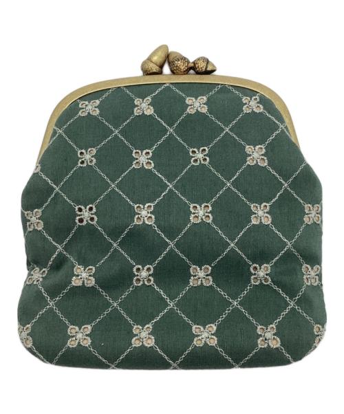 mina perhonen（ミナ ペルホネン）mina perhonen (ミナ ペルホネン) がま口ウォレット　flower beads　cuddle purse　カドルパース グリーンの古着・服飾アイテム