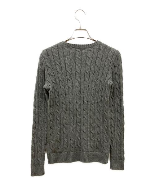 LAUREN RALPH LAUREN（ローレンラルフローレン）LAUREN RALPH LAUREN (ローレンラルフローレン) ボタントリム ワッペンケーブルニット グレー サイズ:XSの古着・服飾アイテム