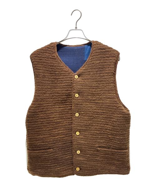 VISVIM（ビズビム）VISVIM (ビズビム) CROCHET KNIT VEST (N.D.) ブラウン×ネイビー サイズ:4の古着・服飾アイテム