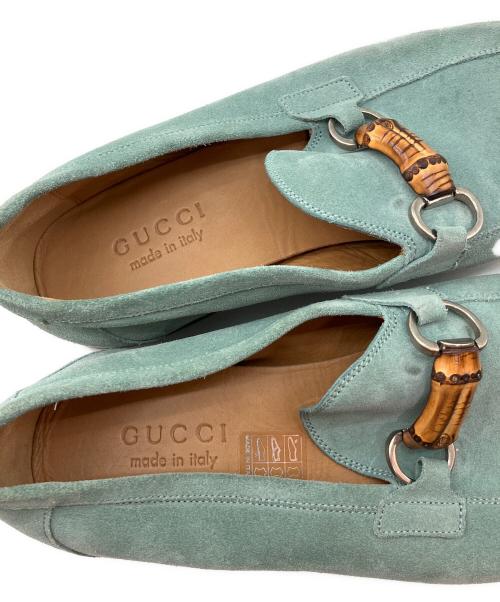 GUCCI（グッチ）GUCCI (グッチ) Suede Bamboo Horsebit Detail Loafer スカイブルー サイズ:7の古着・服飾アイテム