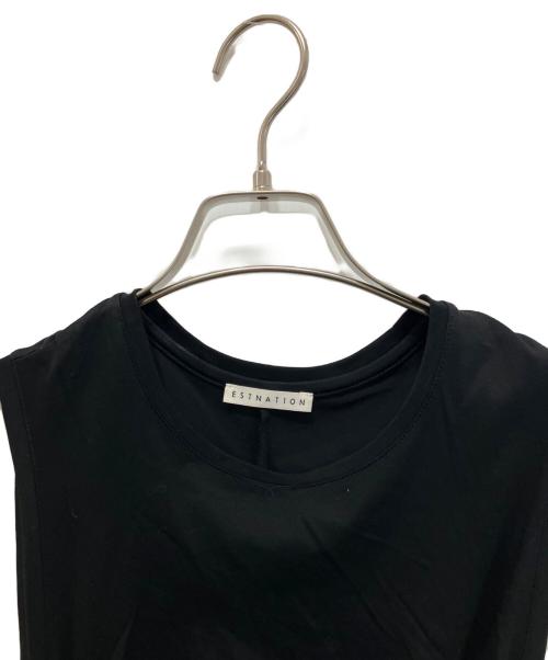 ESTNATION（エストネーション）ESTNATION (エストネーション) シャーリングカットソーワンピース ブラック サイズ:38の古着・服飾アイテム