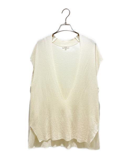 BLAMINK（ブラミンク）BLAMINK (ブラミンク) カシミヤハイツイストVネックベスト ホワイト サイズ:38の古着・服飾アイテム