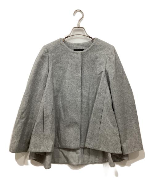 m,i,d,（エムアイディー）m,i,d, (エムアイディー) ノーカラーフレアショートコート グレー サイズ:36の古着・服飾アイテム