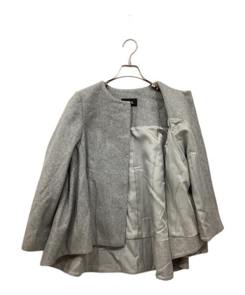 m,i,d,（エムアイディー）m,i,d, (エムアイディー) ノーカラーフレアショートコート グレー サイズ:36の古着・服飾アイテム
