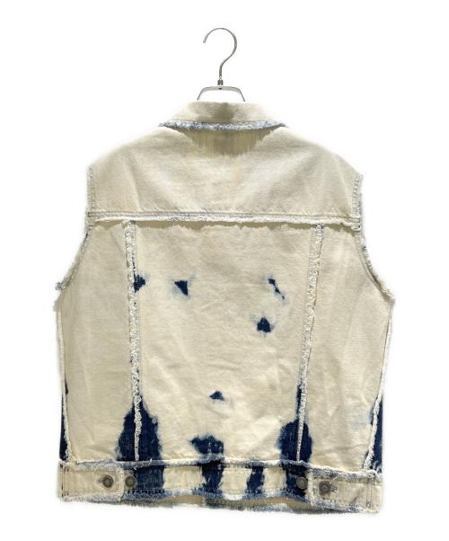 Christian Dior（クリスチャン ディオール）Christian Dior (クリスチャン ディオール) BEE刺繍ブリーチデニムベスト012V04A3934 インディゴ×ホワイト サイズ:34の古着・服飾アイテム