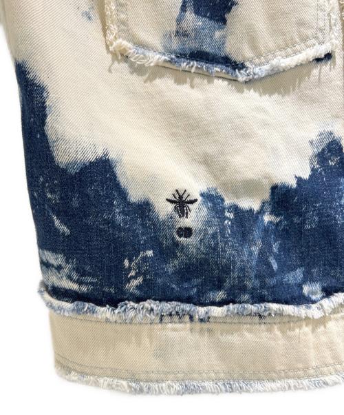 Christian Dior（クリスチャン ディオール）Christian Dior (クリスチャン ディオール) BEE刺繍ブリーチデニムベスト012V04A3934 インディゴ×ホワイト サイズ:34の古着・服飾アイテム
