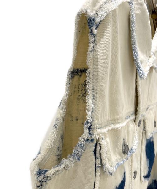 Christian Dior（クリスチャン ディオール）Christian Dior (クリスチャン ディオール) BEE刺繍ブリーチデニムベスト012V04A3934 インディゴ×ホワイト サイズ:34の古着・服飾アイテム