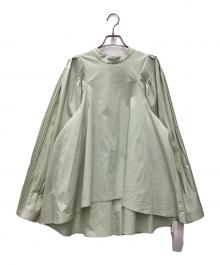 ELENDEEK（エレンディーク）の古着「ピンタックスリーブフレアブラウス 25年モデル」｜グリーン