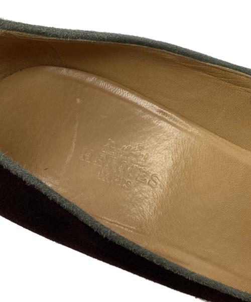 HERMES（エルメス）HERMES (エルメス) リボン スウェードパンプス ブラウン サイズ:38の古着・服飾アイテム