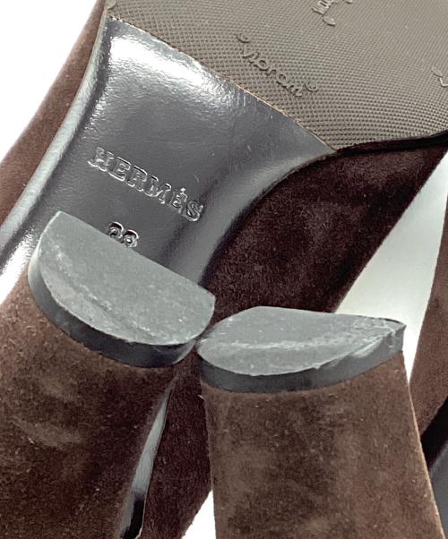 HERMES（エルメス）HERMES (エルメス) リボン スウェードパンプス ブラウン サイズ:38の古着・服飾アイテム
