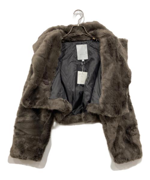 MERCURY DUO（マーキュリーデュオ）MERCURY DUO (マーキュリーデュオ) テーラードカラーファーショートコート チャコールグレー サイズ:M 未使用品の古着・服飾アイテム