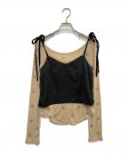 Lily Brown×MARY QUANTリリーブラウン×マリークヮント）の古着「デイジー柄シアーチュールトップス」｜ベージュ