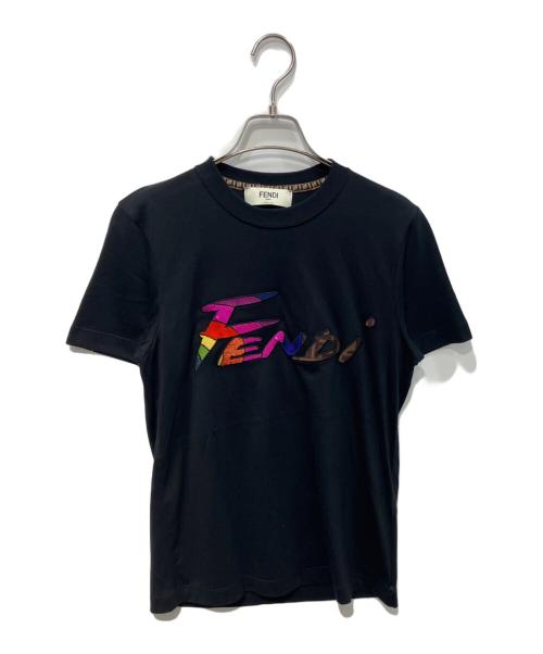 FENDI（フェンディ）FENDI (フェンディ) ロゴ刺繍Tシャツ　FS7254 AJXG ブラック サイズ:XS 未使用品の古着・服飾アイテム