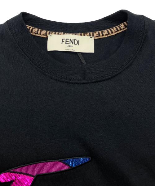 FENDI（フェンディ）FENDI (フェンディ) ロゴ刺繍Tシャツ　FS7254 AJXG ブラック サイズ:XS 未使用品の古着・服飾アイテム
