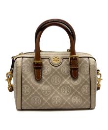 TORY BURCH（トリーバーチ）の古着「モノグラム ミニバレルバッグ」｜ベージュ